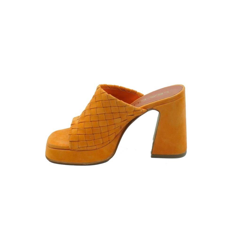 Lea Gu Sabot In Camoscio, Fascia Frontale Intrecciata, Tacco Ricoperto 100mm Plateau 20mm