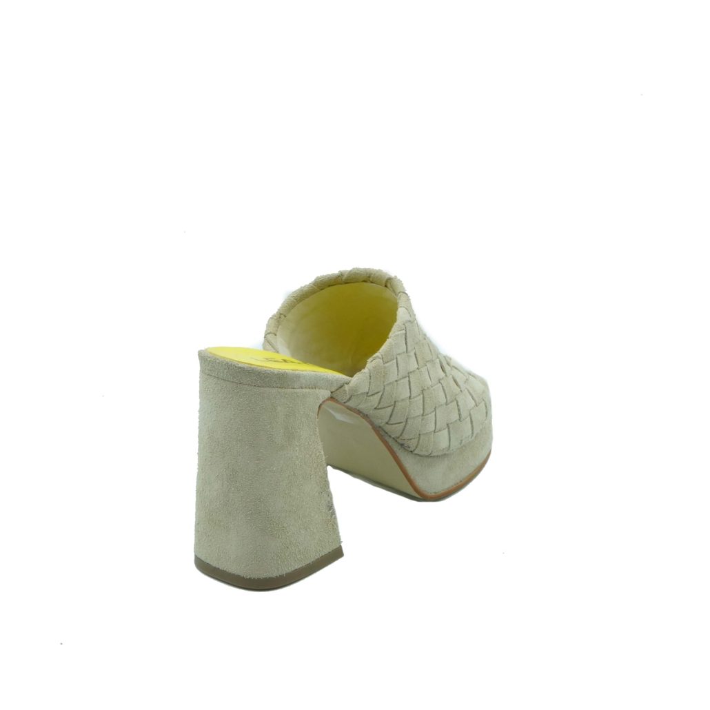 Lea Gu Sabot In Camoscio, Fascia Frontale Intrecciata, Tacco Ricoperto 100mm Plateau 20mm