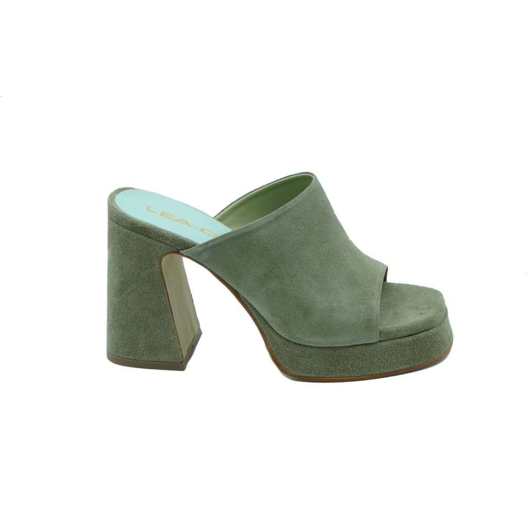 Lea Gu Sabot In Camoscio, Fascia Frontale, Tacco Ricoperto 100mm Plateau 20mm