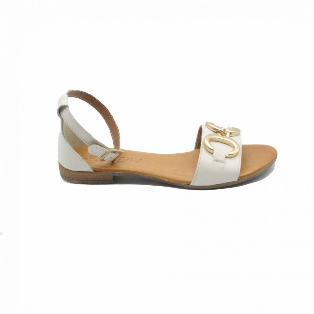 Lea Gu Sandalino In Nappa, Fascia Centrale Con Accessorio, Allacciato In Caviglia, Tacco 15 Mm