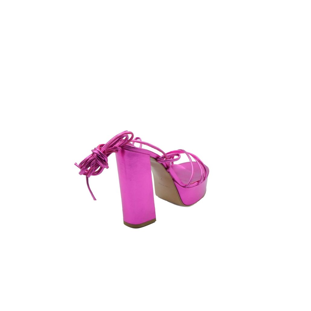 Lea Gu Sandalo Con Fasce Incrociate, Allacciatura Al Polpaccio, Tacco 120mm Plateau 25mm