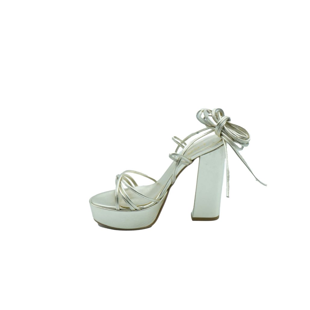 Lea Gu Sandalo Con Fasce Incrociate, Allacciatura Al Polpaccio, Tacco 120mm Plateau 25mm