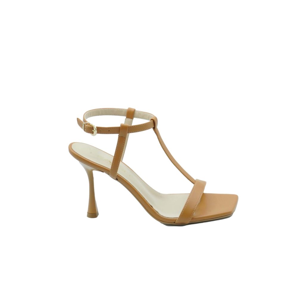 Lea Gu sandalo con fascia frontale, punta quadrata, chiusura alla caviglia, tacco 90mm