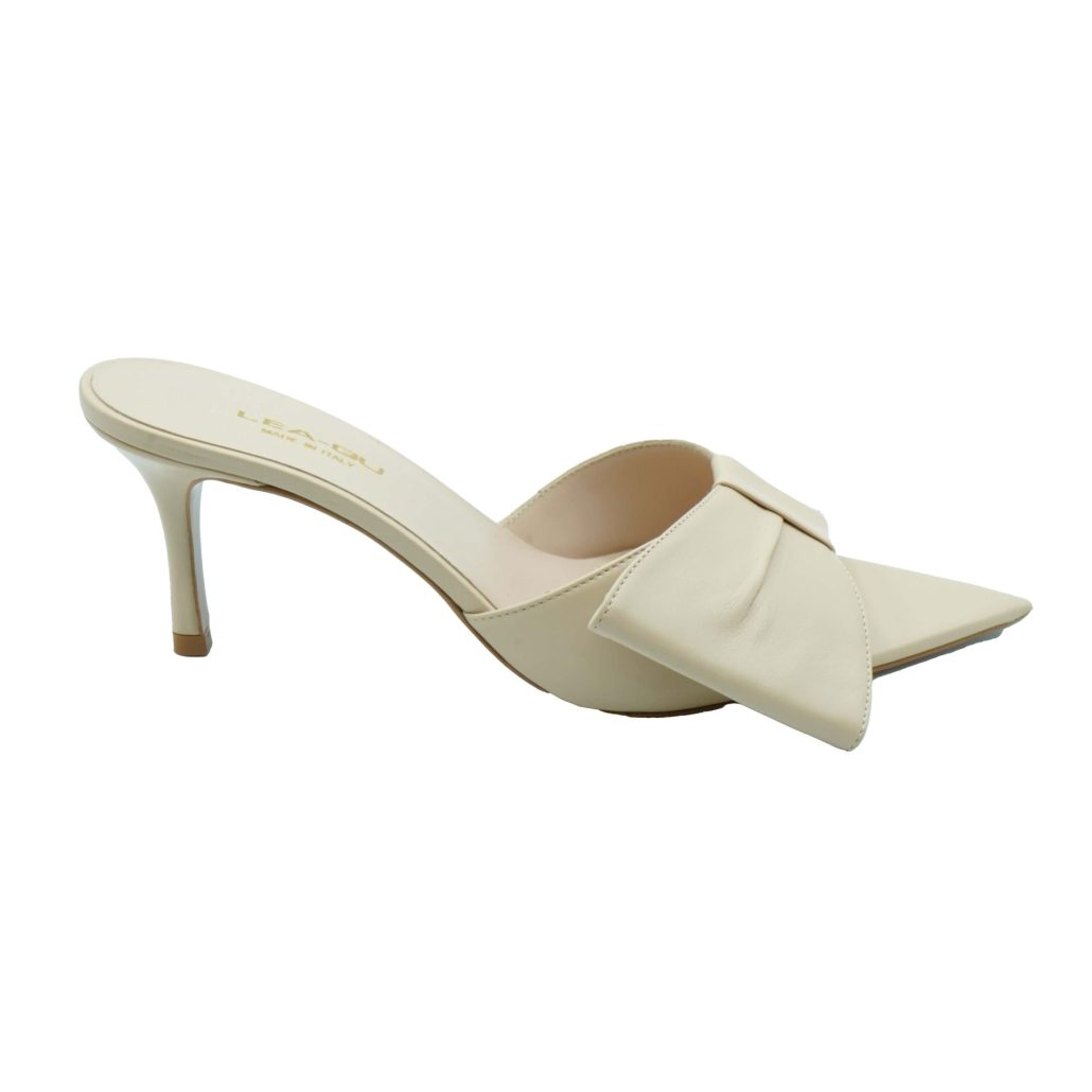 Lea Gu Sandalo Con Tacco In Nappa, Fascia E Fiocco Frontale, Tacco 60mm