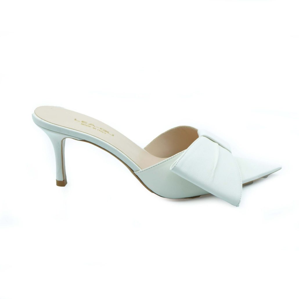 Lea Gu sandalo con tacco in nappa, fascia e fiocco frontale, tacco 60mm