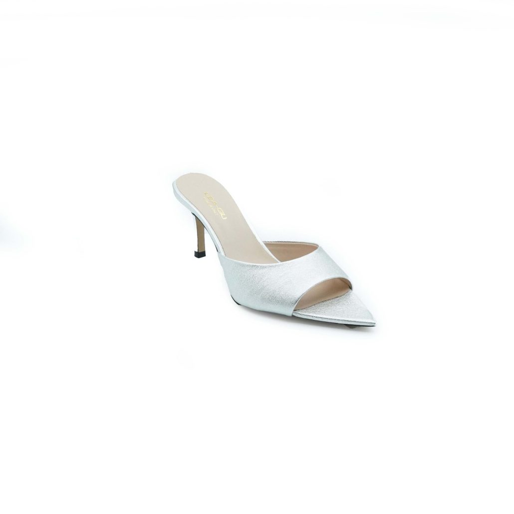 Lea Gu Sandalo Con Tacco In Nappa Laminata, Fascia Frontale, Tacco 60mm