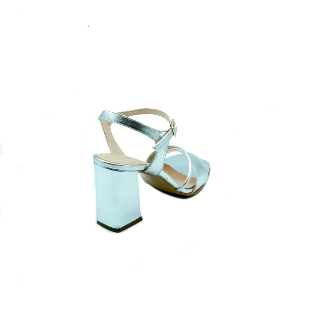 Lea Gu Sandalo In Nappa, Doppia Fascia Frontale, Punta Quadrata, Chiusura Sul Collo Del Piede, Tacco Ricoperto 80mm