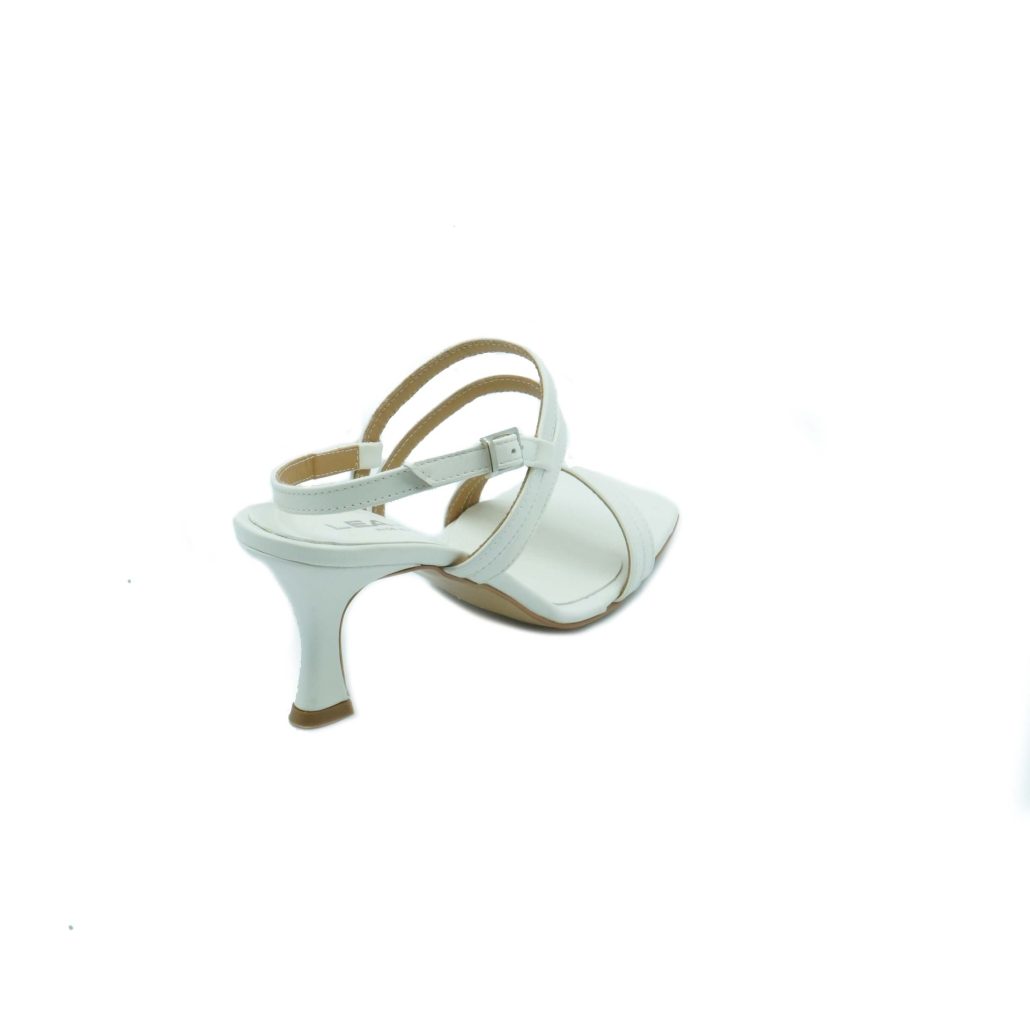 Lea Gu Sandalo In Nappa, Doppie Fasce Frontali, Punta Quadrata, Chiusura Posteriore, Tacco Ricoperto 40mm