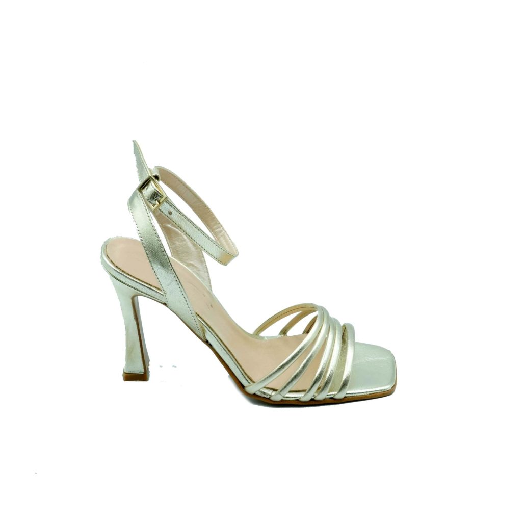 Lea Gu Sandalo In Nappa, Fasce Frontali, Punta Quadrata, Chiusura Alla Caviglia, Tacco Ricoperto 90mm