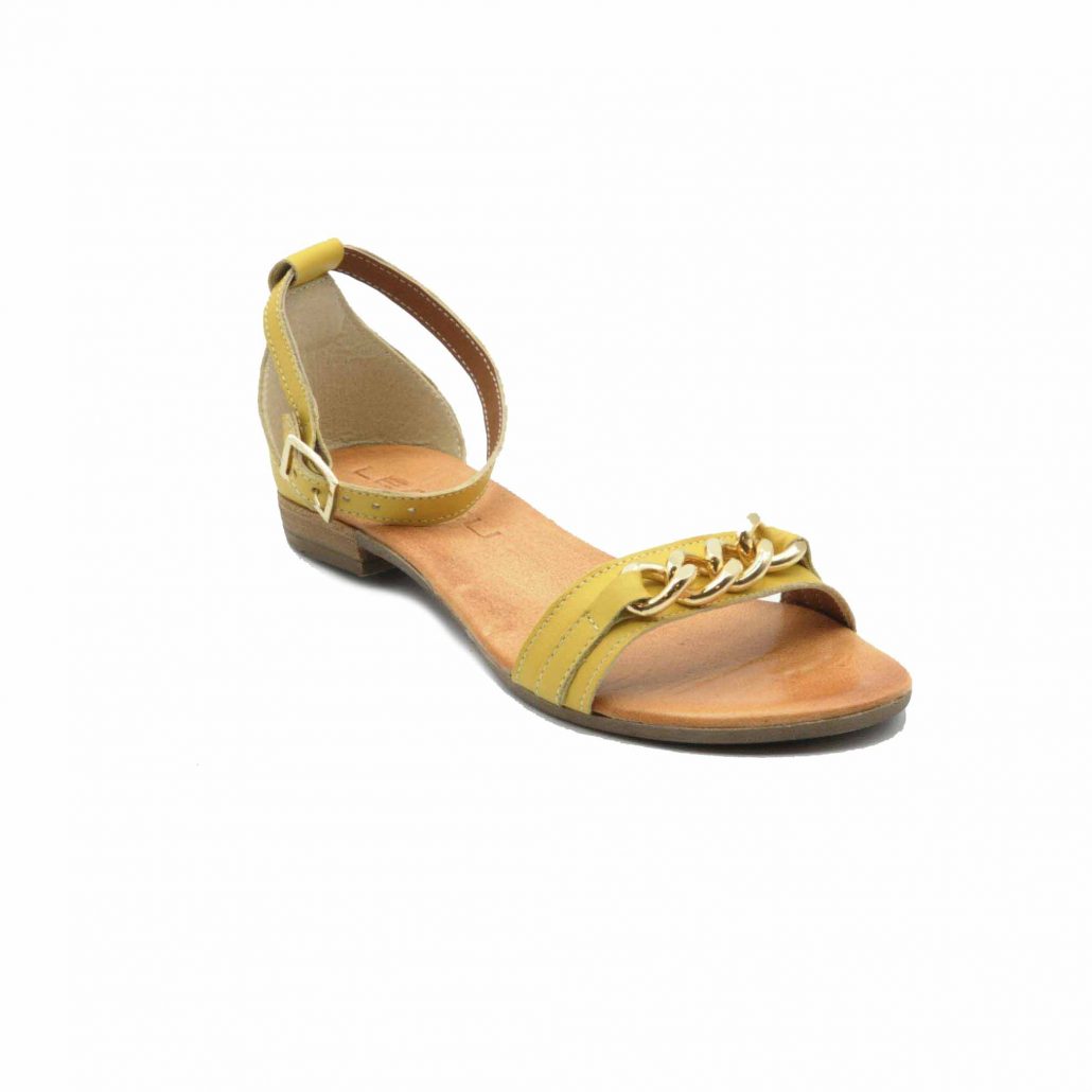 Lea Gu Sandalo In Nappa, Fascia Con Accessorio Oro Centrale, Cinturino Alla Caviglia, Tacco 15 Mm