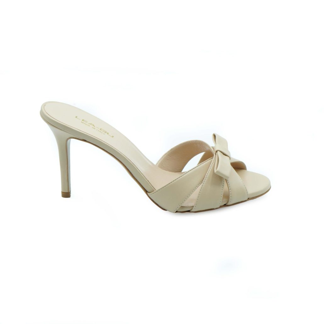 Lea Gu sandalo in nappa, fascia e fiocco frontale, tacco 80mm