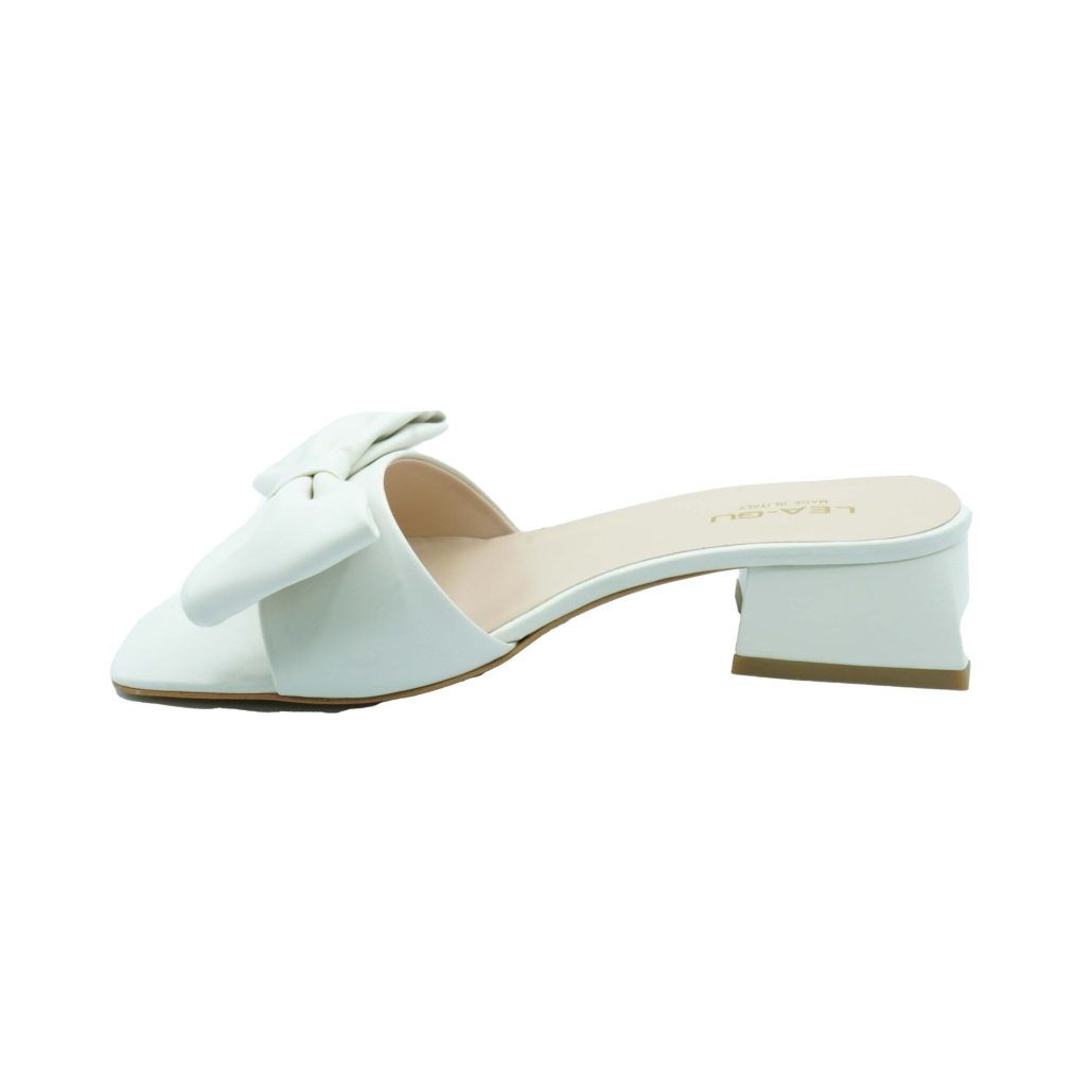 Lea Gu Sandalo In Nappa, Fascia Frontale Con Fiocco, Tacco 30mm