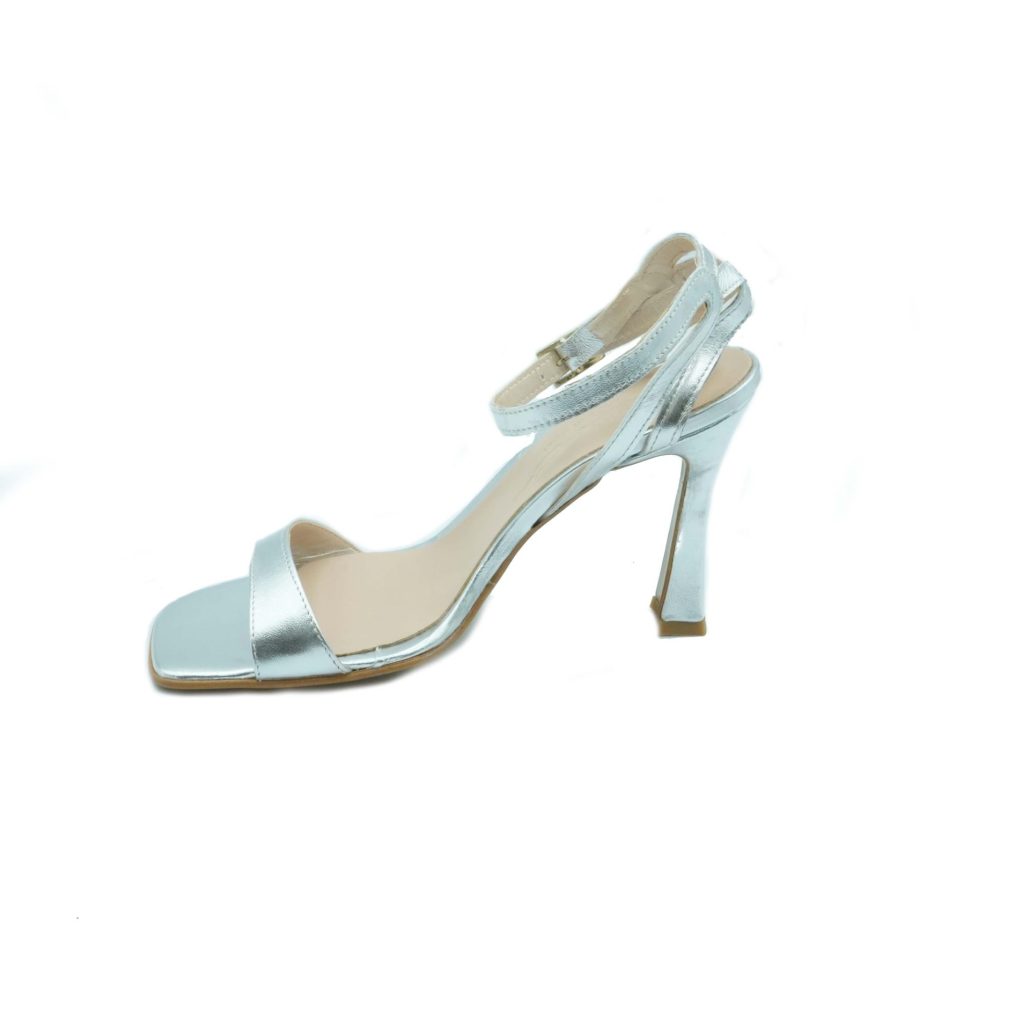 Lea Gu Sandalo In Nappa, Fascia Frontale, Incrocio Posteriore, Punta Quadrata, Chiusura Alla Caviglia, Tacco Ricoperto 90mm