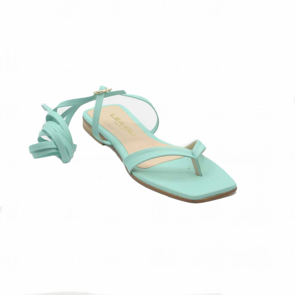 Lea Gu sandalo in nappa, infradito , allacciatura in caviglia, tacco 15 mm