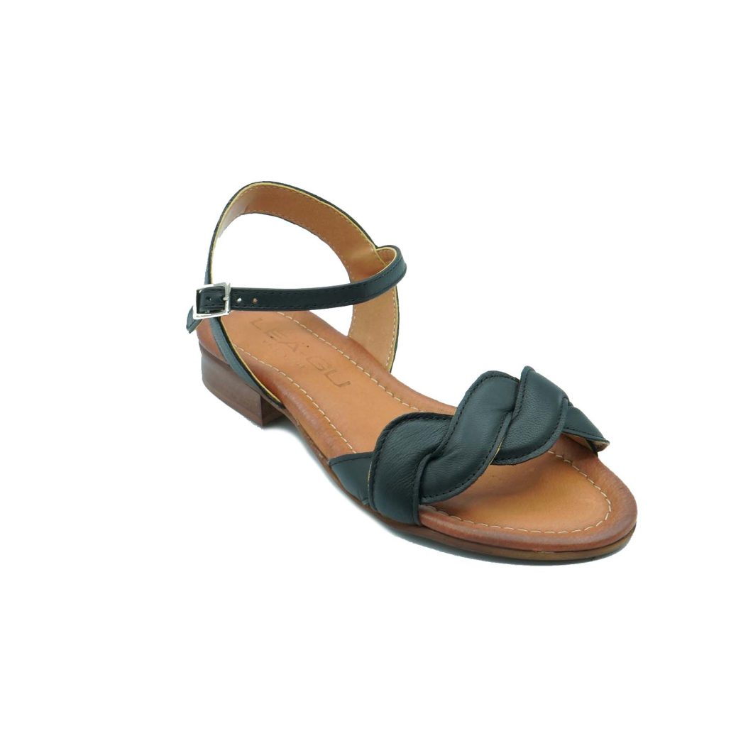 Lea Gu Sandalo In Nappa Intrecciata, Fascia Frontale, Chiusura Posteriore, Tacco 20mm