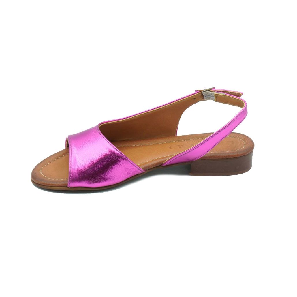 Lea Gu Sandalo In Nappa Laminata, Fascia Frontale, Chiusura Posteriore, Tacco 20mm