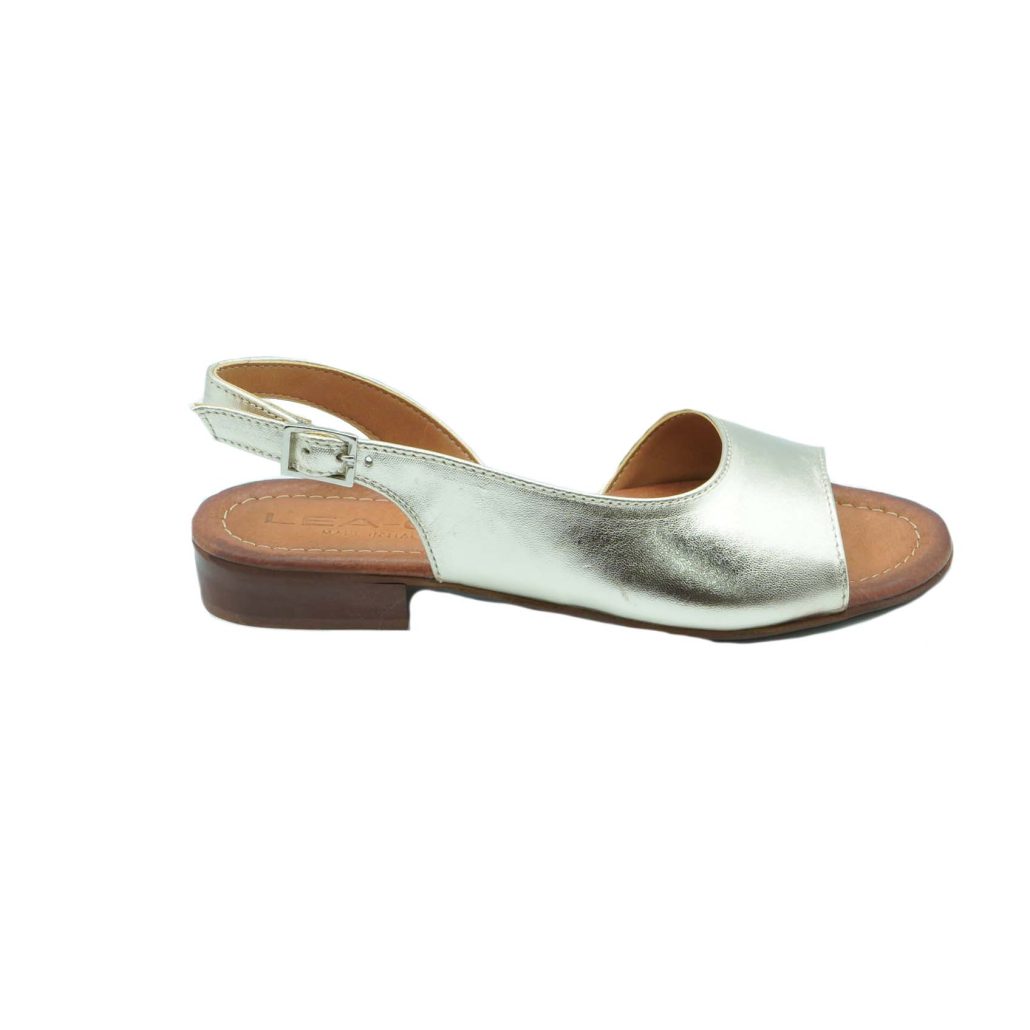 Lea Gu Sandalo In Nappa Laminata, Fascia Frontale, Chiusura Posteriore, Tacco 20mm