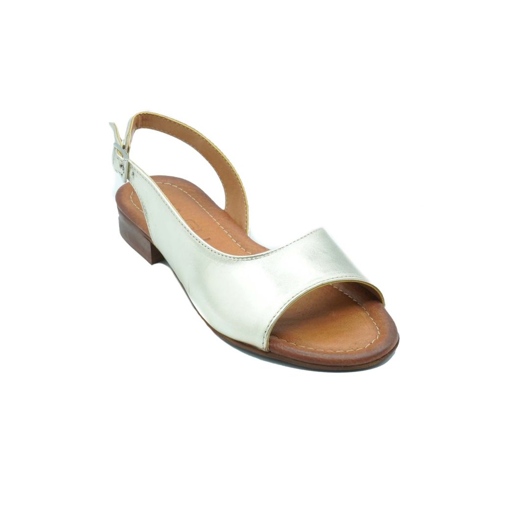 Lea Gu Sandalo In Nappa Laminata, Fascia Frontale, Chiusura Posteriore, Tacco 20mm