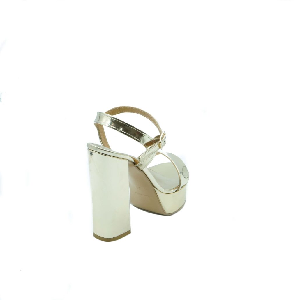 Lea Gu Sandalo In Nappa Laminata, Fascia Frontale, Cinturino Alla Caviglia, Tacco 120 Mm Plateau 25 Mm