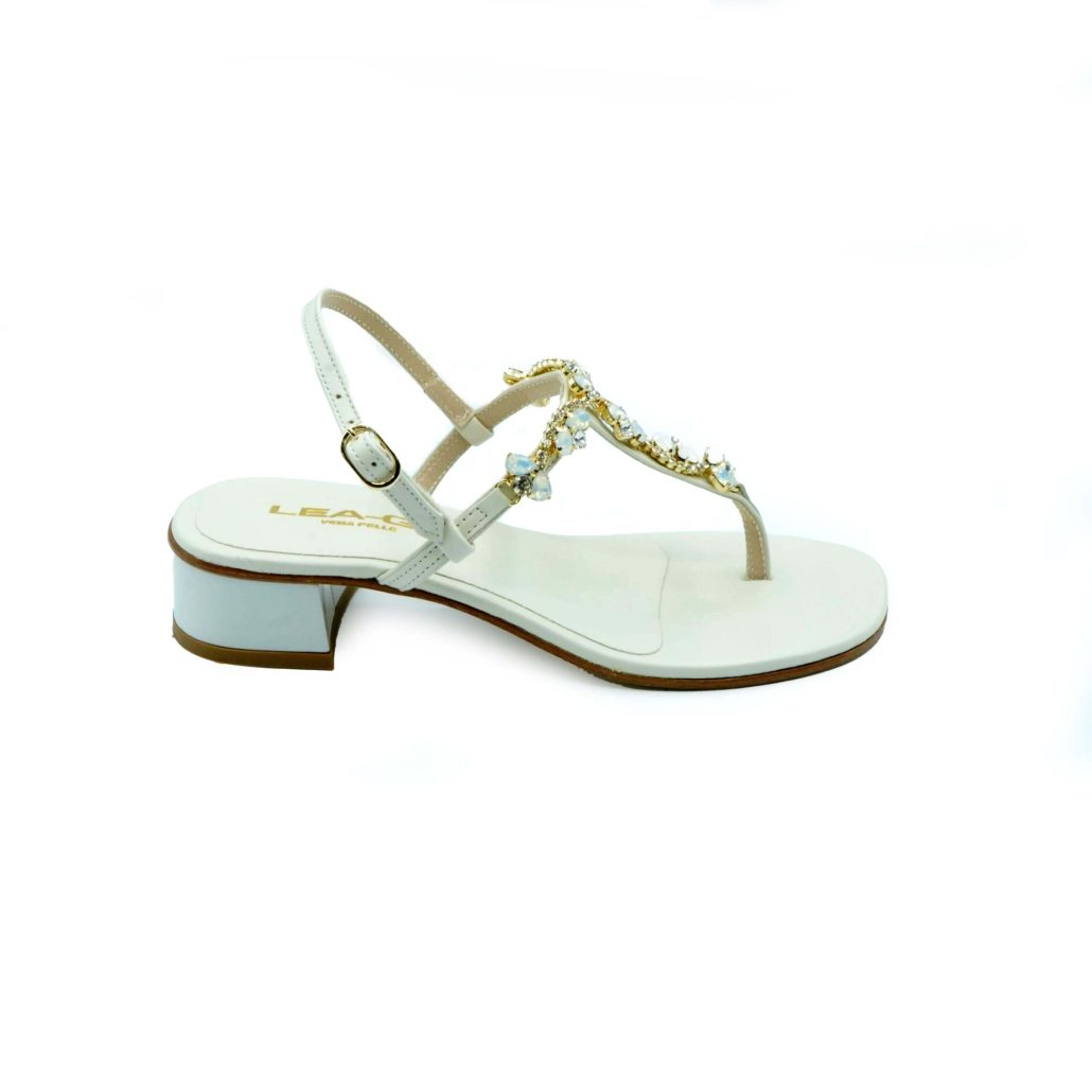 Lea Gu Sandalo In Nappa, Pietre Frontali, Cinturino Posteriore, Tacco 30mm