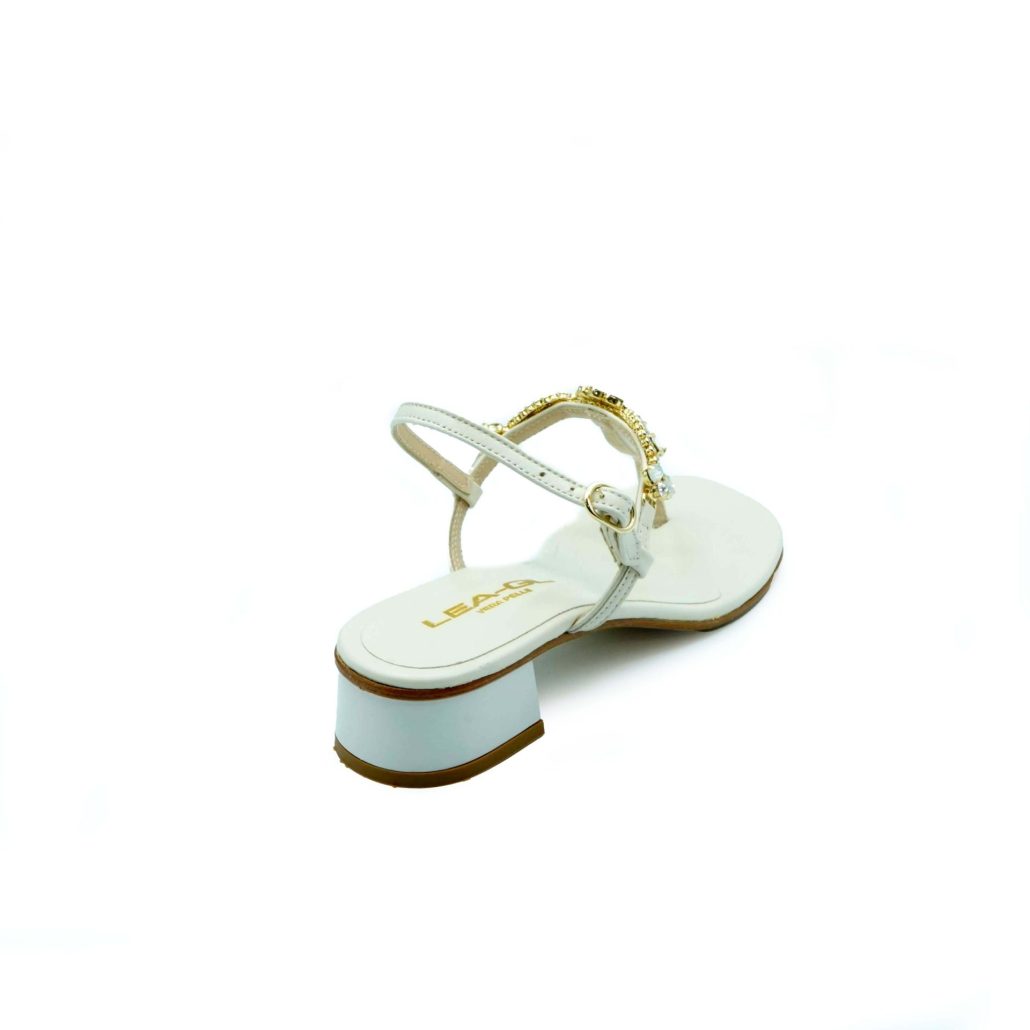 Lea Gu Sandalo In Nappa, Pietre Frontali, Cinturino Posteriore, Tacco 30mm