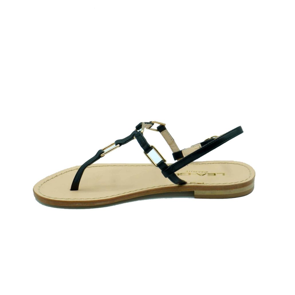 Lea Gu Sandalo Infradito In Nappa, Accessori Frontali, Chiusura Posteriore, Tacco 10mm