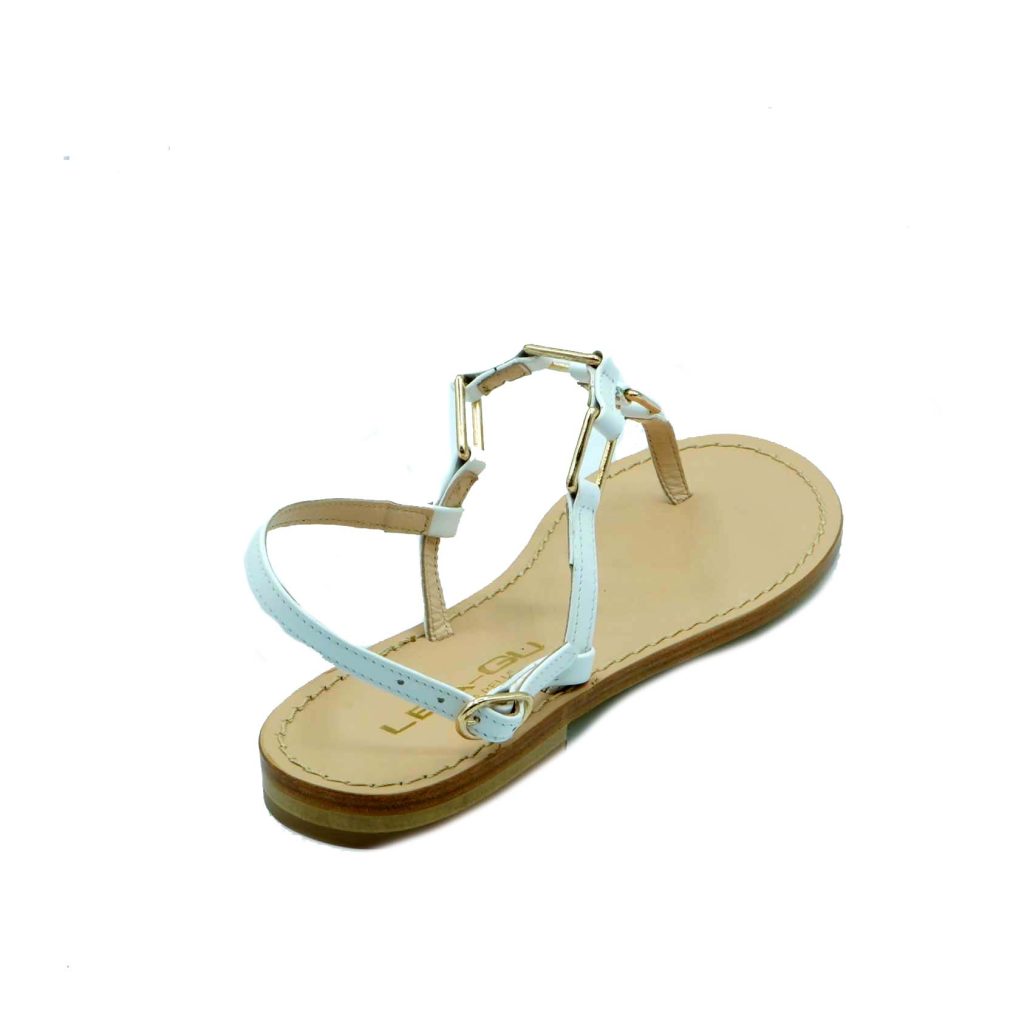 Lea Gu Sandalo Infradito In Nappa, Accessori Frontali, Chiusura Posteriore, Tacco 10mm