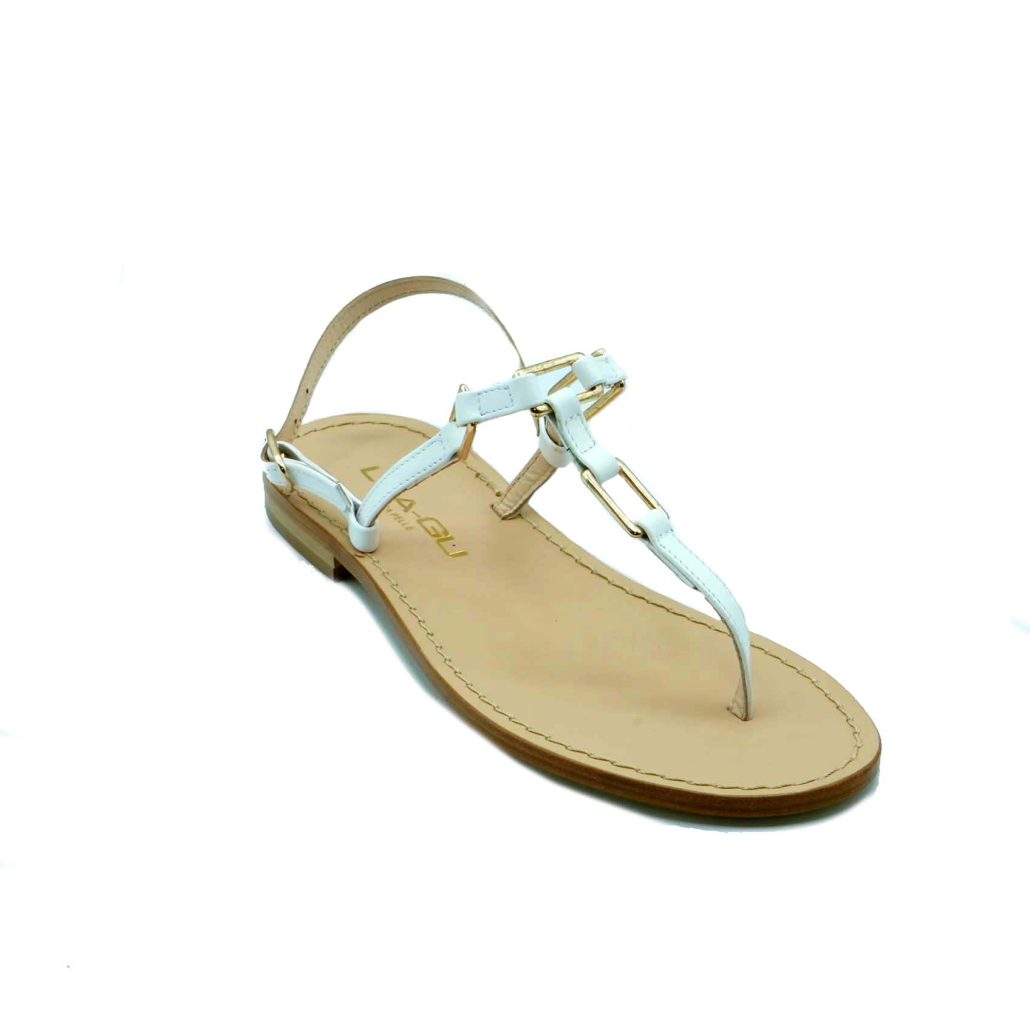 Lea Gu Sandalo Infradito In Nappa, Accessori Frontali, Chiusura Posteriore, Tacco 10mm