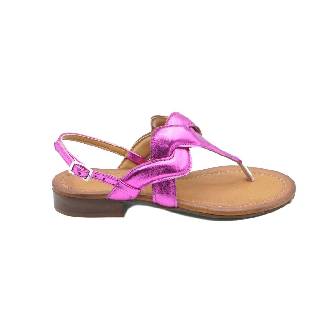 Lea Gu Sandalo Infradito In Nappa Laminata Intrecciata, Chiusura Posteriore, Tacco 20mm