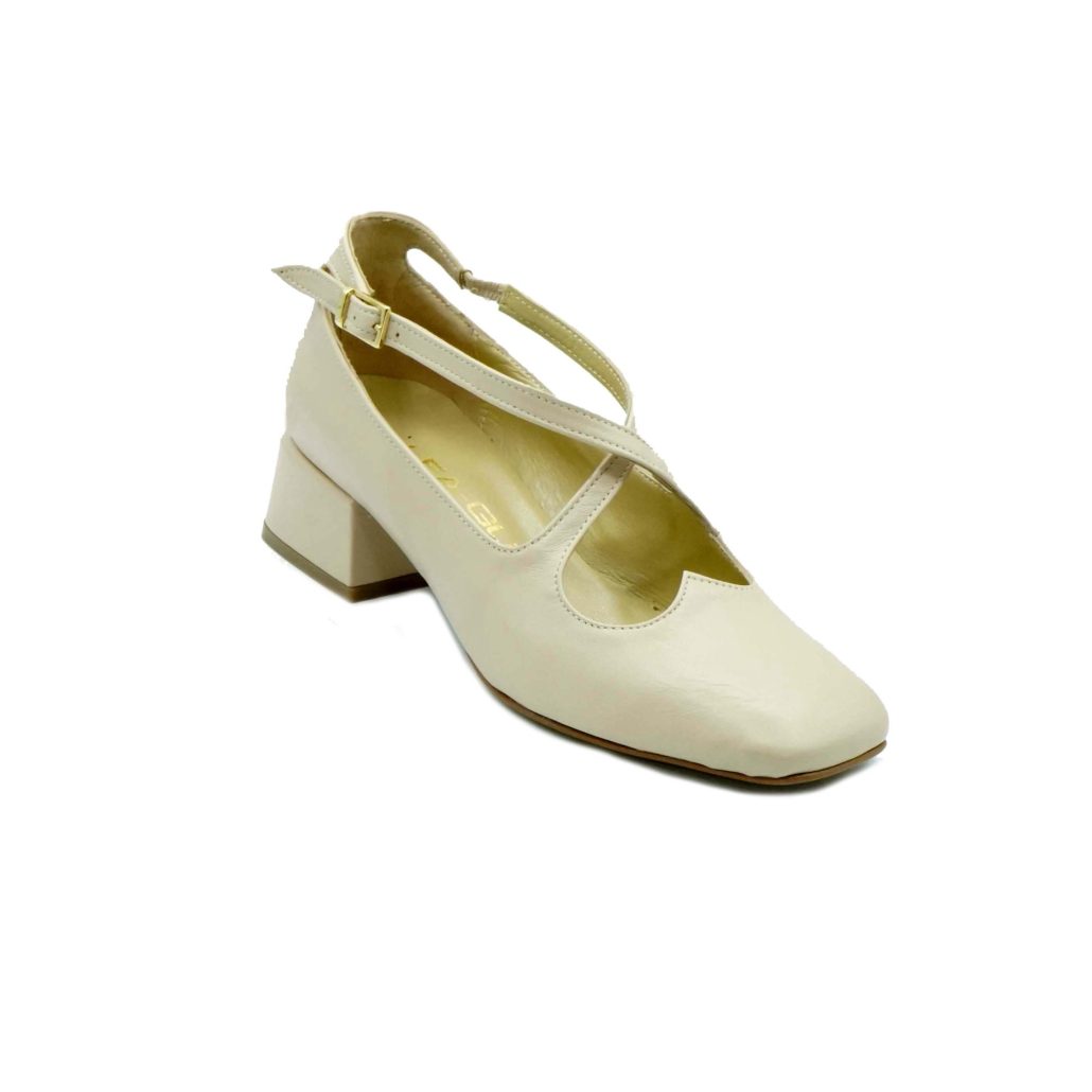 Lea Gu Scarpa Con Tacco In Nappa, Incrocio Frontale, Tacco 35mm