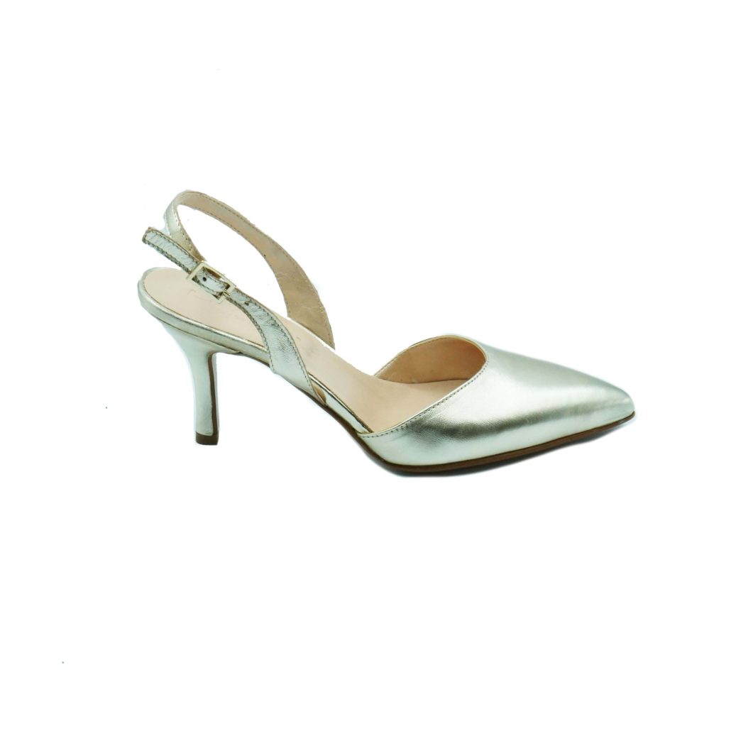 Lea Gu scarpa con tacco in nappa laminata, chiusura posteriore, tacco 65mm