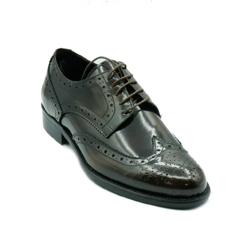 Lea Gu Scarpa In Vitello Abrasivato, Allacciatura Frontale, Lavorazione In Punta, Tacco 25mm