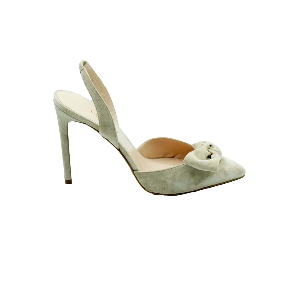 Lea Gu slingback in camoscio, fiocco frontale, tacco 100mm