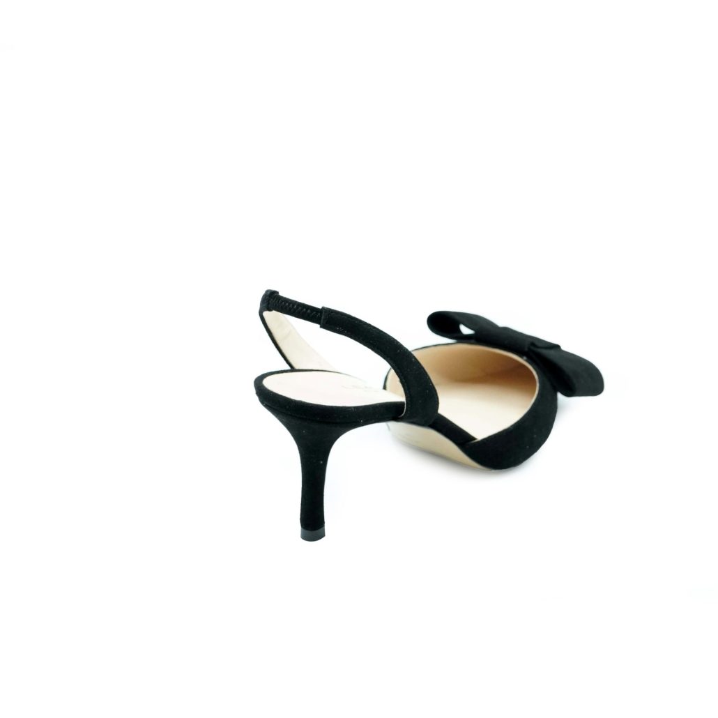 Lea Gu Slingback In Camoscio, Fiocco Frontale, Tacco 65mm