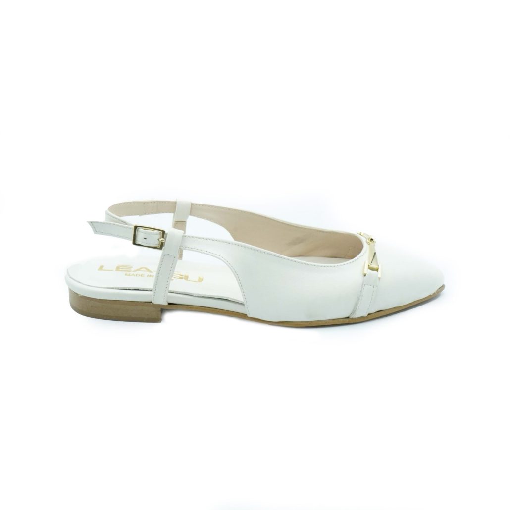 Lea Gu slingback in nappa, accessorio frontale, tacco 10mm