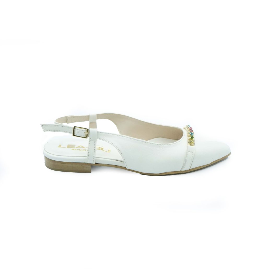 Lea Gu slingback in nappa, accessorio frontale, tacco 10mm