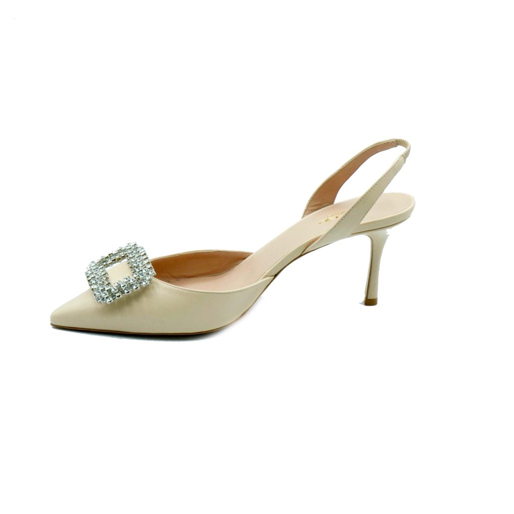 Lea Gu Slingback In Nappa, Accessorio Frontale, Tacco 65mm