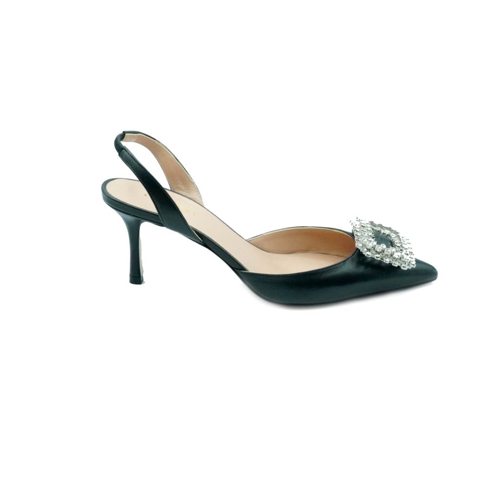 Lea Gu Slingback In Nappa, Accessorio Frontale, Tacco 65mm