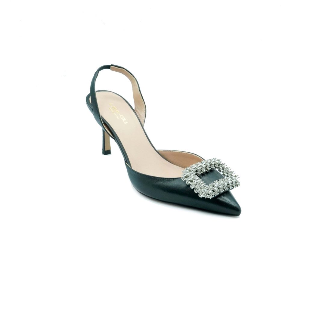 Lea Gu Slingback In Nappa, Accessorio Frontale, Tacco 65mm