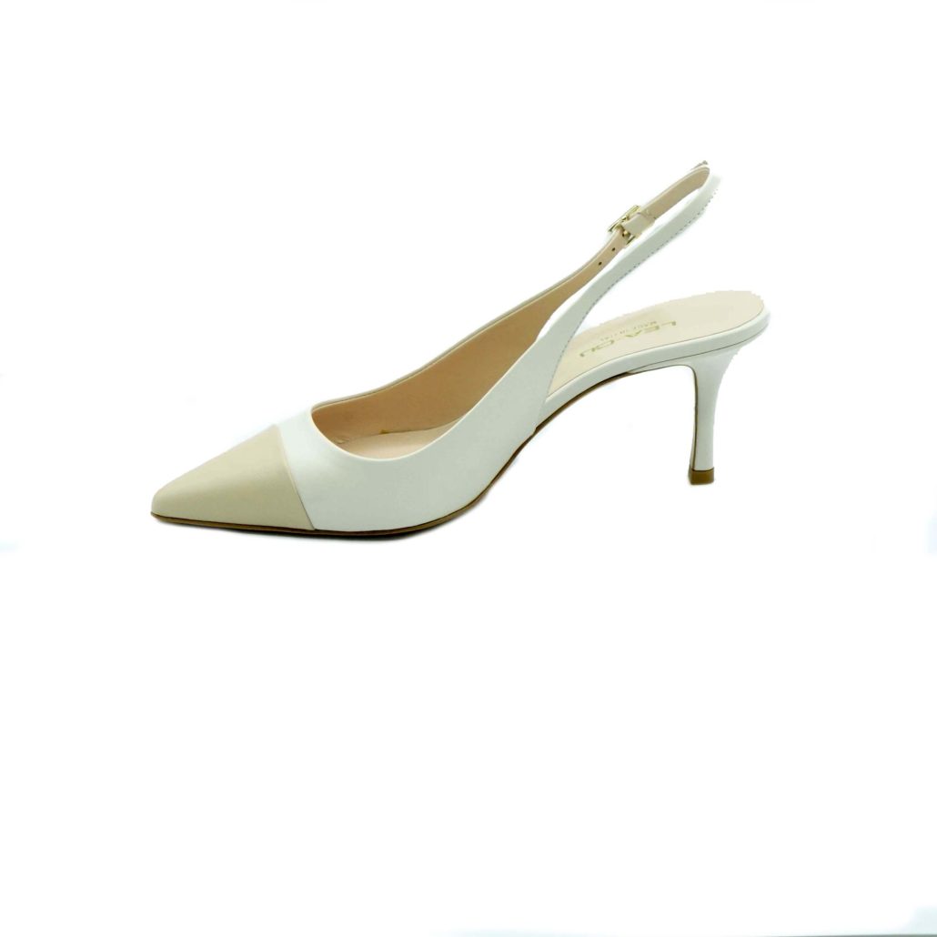 Lea Gu Slingback In Nappa Con Punta In Contrasto, Tacco 65mm