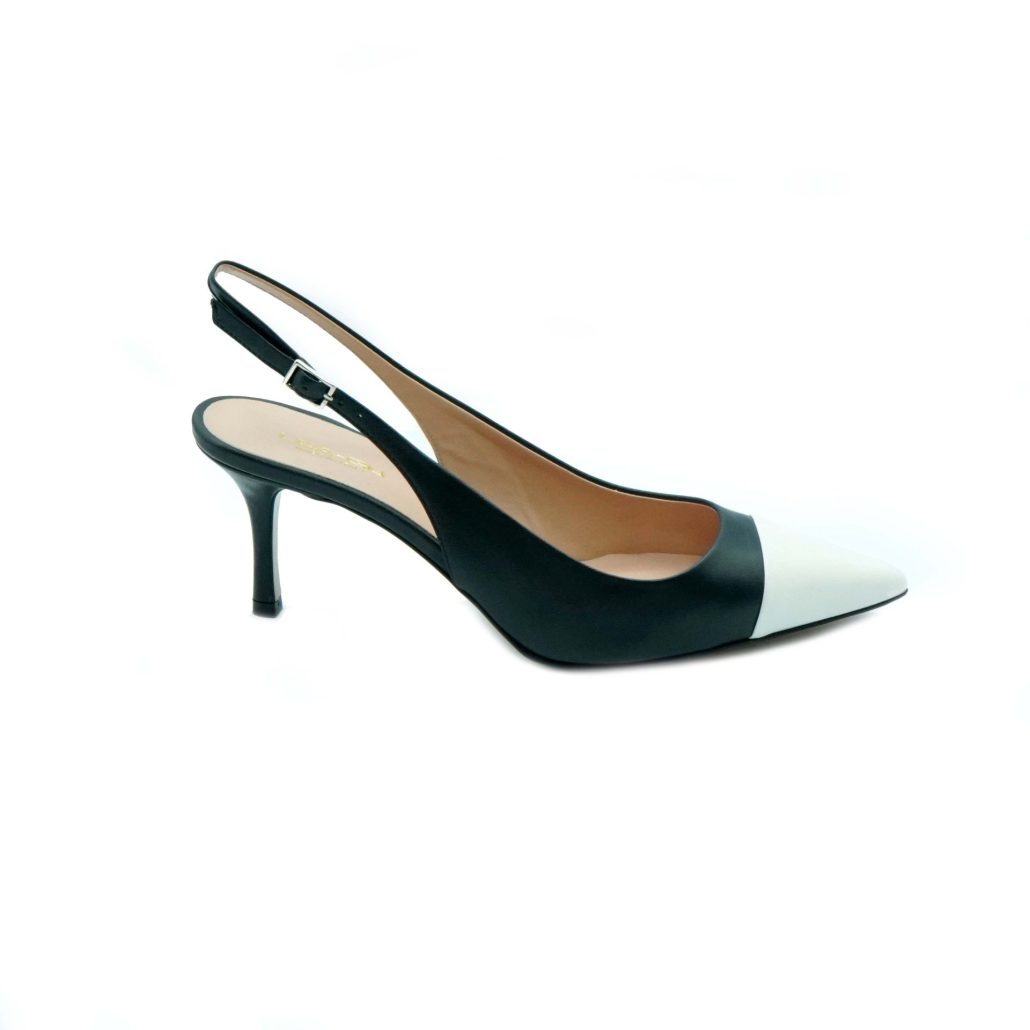 Lea Gu Slingback In Nappa Con Punta In Contrasto, Tacco 65mm