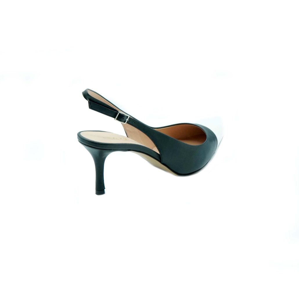 Lea Gu Slingback In Nappa Con Punta In Contrasto, Tacco 65mm