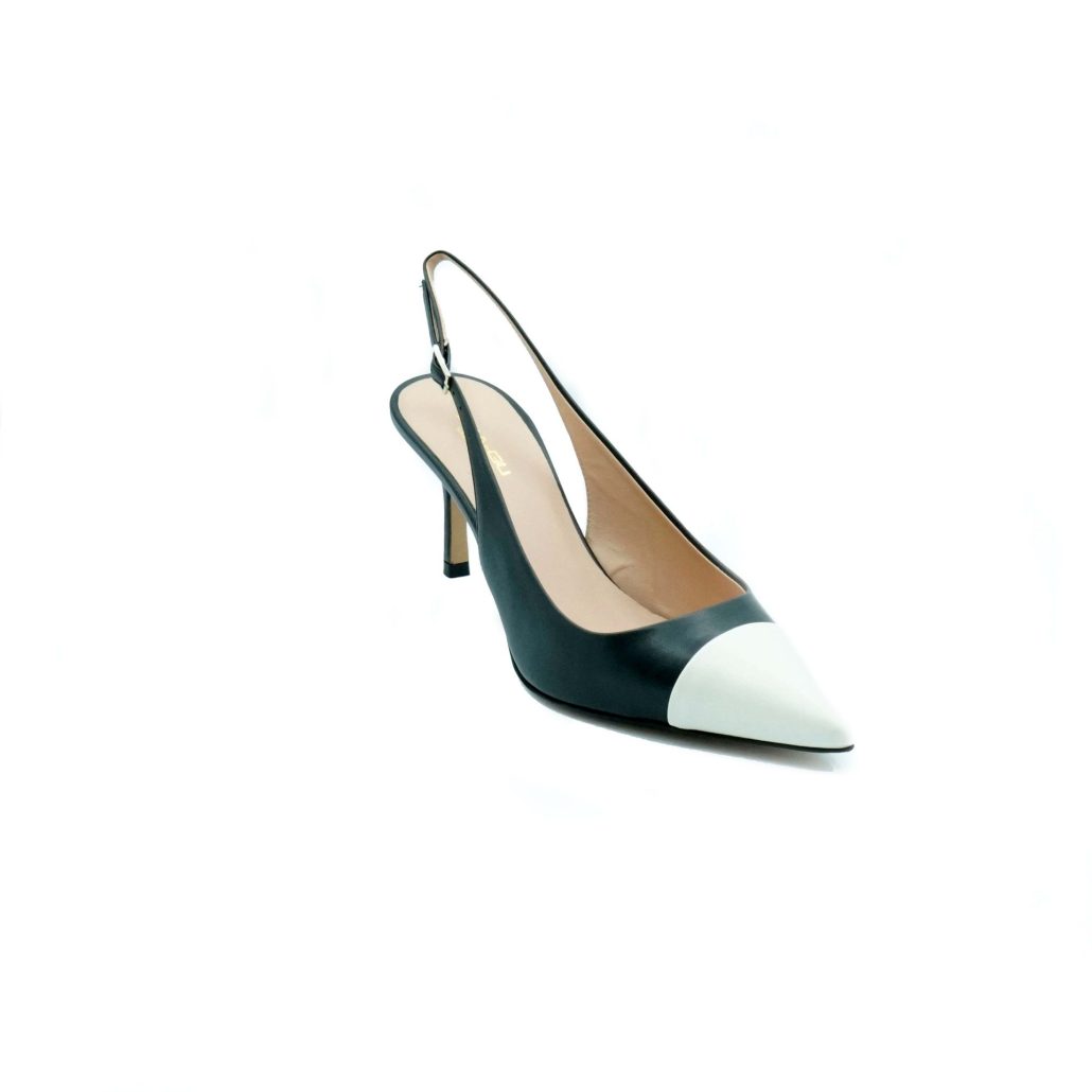 Lea Gu Slingback In Nappa Con Punta In Contrasto, Tacco 65mm