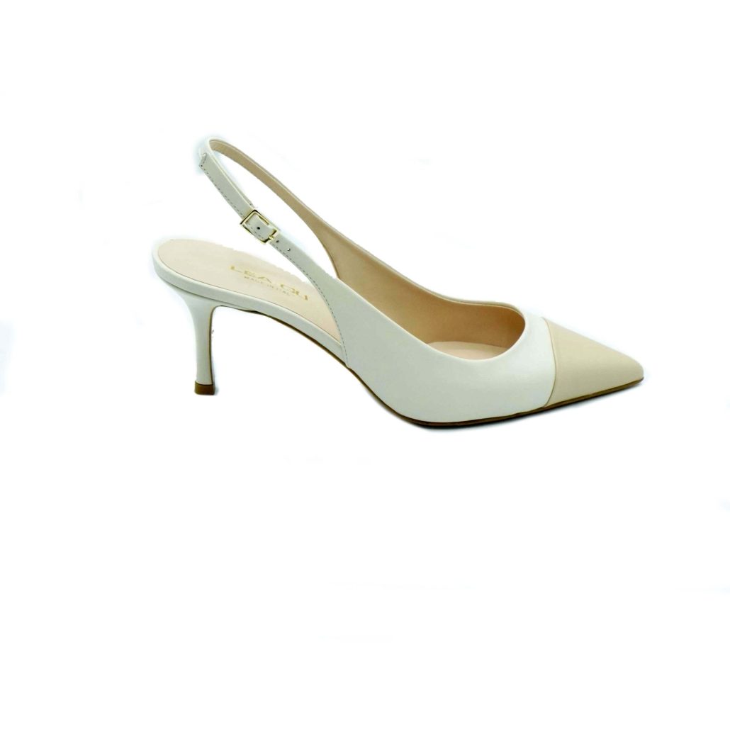 Lea Gu slingback in nappa con punta in contrasto, tacco 65mm