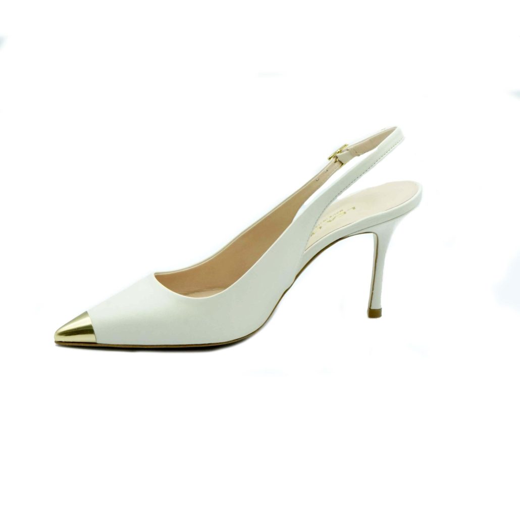 Lea Gu Slingback In Nappa Con Punta Metallica, Tacco 85mm