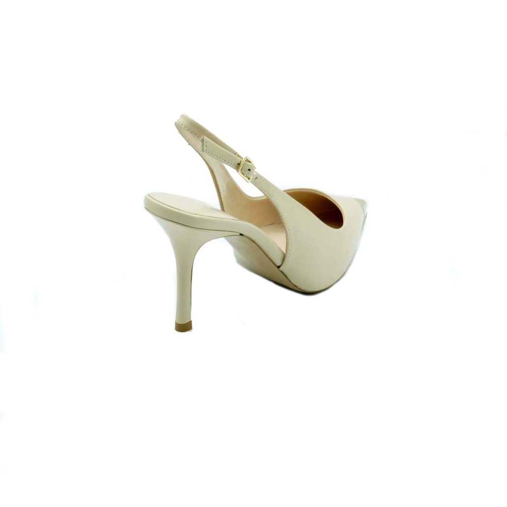 Lea Gu Slingback In Nappa Con Punta Metallica, Tacco 85mm