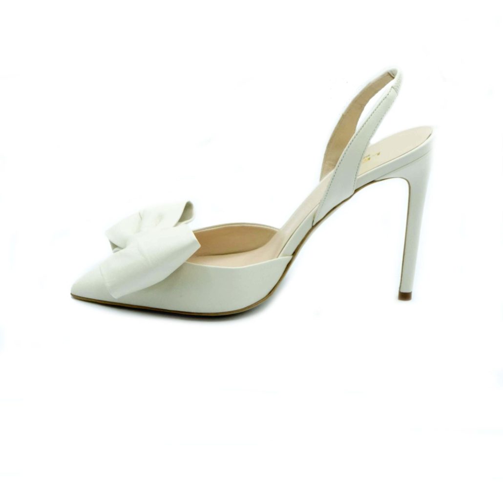 Lea Gu Slingback In Nappa, Fiocco Frontale, Tacco 100mm