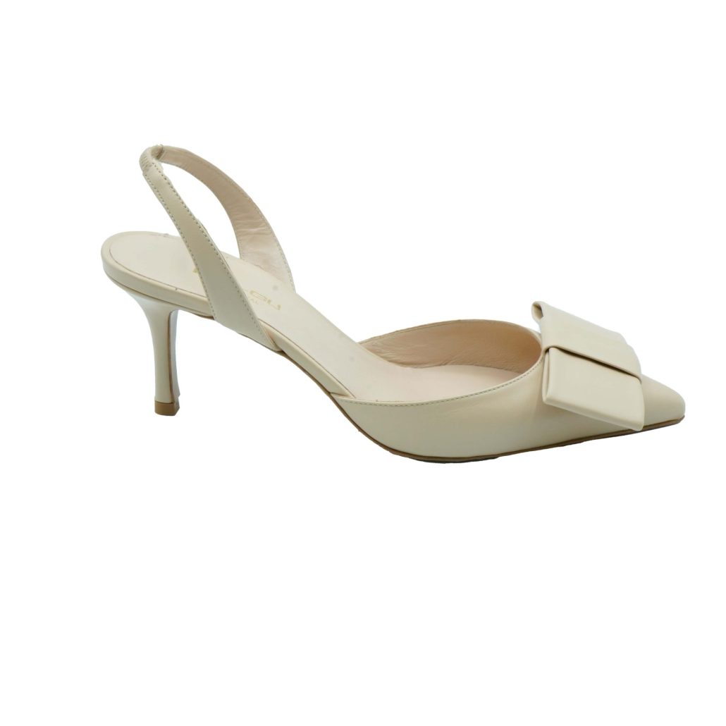 Lea Gu Slingback In Nappa, Fiocco Frontale, Tacco 65mm