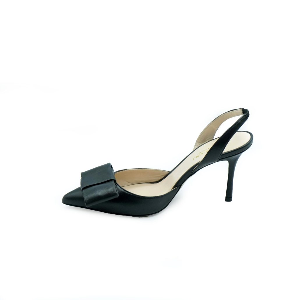 Lea Gu Slingback In Nappa, Fiocco Frontale, Tacco 85mm
