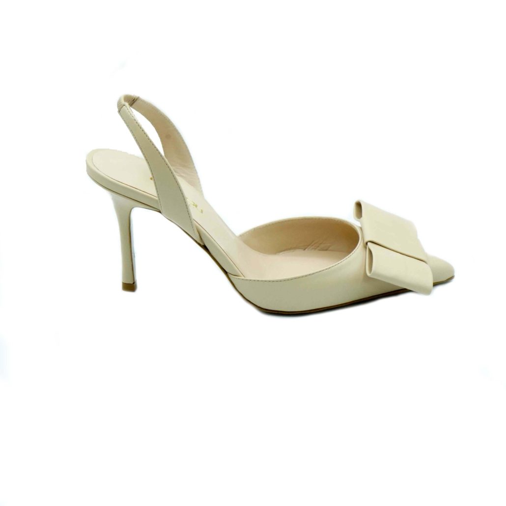 Lea Gu Slingback In Nappa, Fiocco Frontale, Tacco 85mm